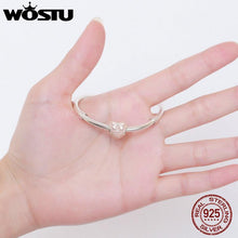 Load image into Gallery viewer, WOSTU Romantic 925 Sterling Silver Pink Bow &amp; Lace Heart Charm Fit Original wst Beads Bracelet DIY Fine Jewelry CRC106