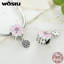 Load image into Gallery viewer, WOSTU Spring New 925 Sterling Silver Magnolia Bloom Dangle Charm Fit Original wst Charm Bracelet Authentic Jewelry Gift