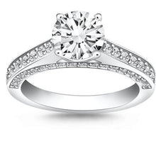 Load image into Gallery viewer, 14K WHITE GOLD 1 1/9 CT TW PAVE DIAMOND CATHEDRAL ENGAGEMENT RING