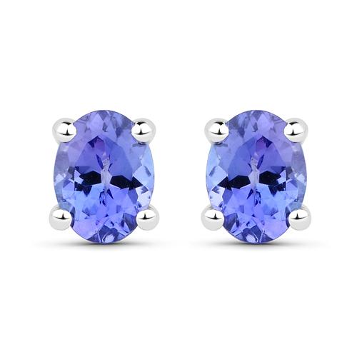 0.40 Carat Genuine Tanzanite 14K White Gold Earrings