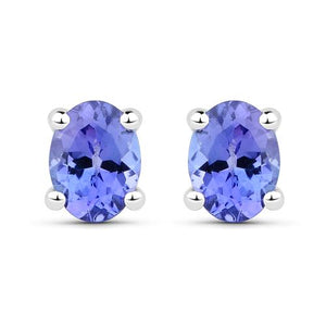 0.40 Carat Genuine Tanzanite 14K White Gold Earrings