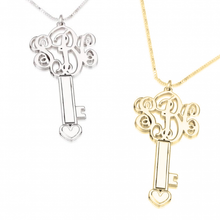 Load image into Gallery viewer, 3 Initial Key Monogram Necklace
