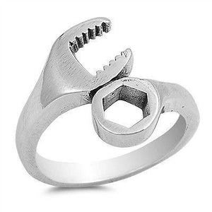 Sterling Silver 925 WOMENS BIKER MECHANIC WRENCH TOOL SILVER RING SIZES 5-13
