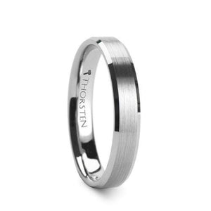 SHEFFIELD Beveled Tungsten Ring with Brushed Center - 4mm