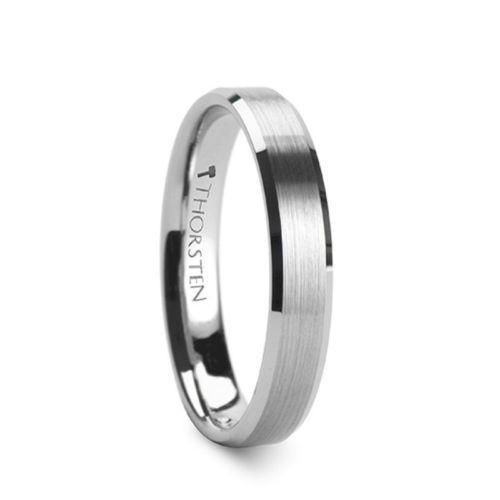SHEFFIELD Beveled Tungsten Ring with Brushed Center - 4mm