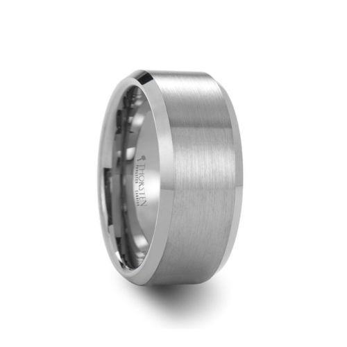 SHEFFIELD Beveled Tungsten Ring with Brushed Center - 10mm