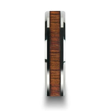 Load image into Gallery viewer, KONA Koa Wood Inlaid Tungsten Carbide Ring with Bevels - 6mm
