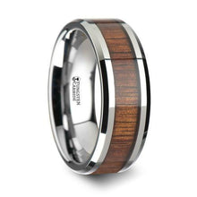 Load image into Gallery viewer, KONA Koa Wood Inlaid Tungsten Carbide Ring with Bevels - 8mm