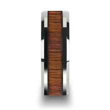 Load image into Gallery viewer, KONA Koa Wood Inlaid Tungsten Carbide Ring with Bevels - 8mm