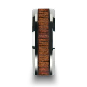 KONA Koa Wood Inlaid Tungsten Carbide Ring with Bevels - 8mm