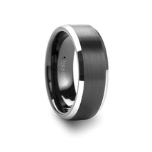 Load image into Gallery viewer, ASTON Black Brushed Center Tungsten Carbide Ring with Polished Beveled Edges - 8MM
