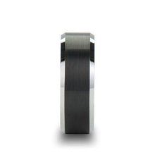 Load image into Gallery viewer, ASTON Black Brushed Center Tungsten Carbide Ring with Polished Beveled Edges - 8MM