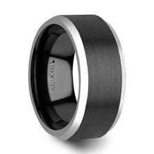 Load image into Gallery viewer, ASTON Black Brushed Center Tungsten Carbide Ring with Polished Beveled Edges - 10mm