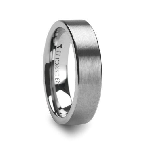MERCURY Pipe Cut Brush Finish Tungsten Carbide Ring - 6mm