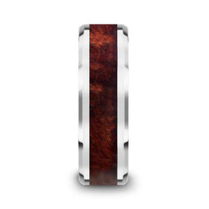 ARCANE Ebony Wood Inlaid Tungsten Carbide Ring with Bevels - 8mm