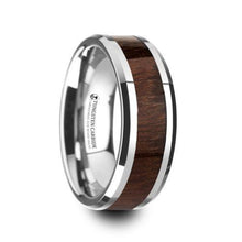 Load image into Gallery viewer, DACIAN Carpathian Wood Inlaid Tungsten Carbide Ring with Bevels - 8mm