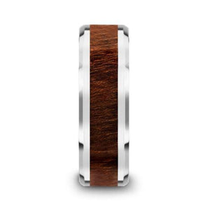 DACIAN Carpathian Wood Inlaid Tungsten Carbide Ring with Bevels - 8mm