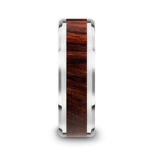 Load image into Gallery viewer, KEVAZ Bubinga Wood Inlaid Tungsten Carbide Ring with Bevels - 8mm