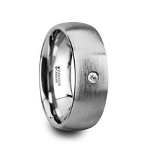 Load image into Gallery viewer, PEGASUS Brushed and Domed Tungsten Carbide Wedding Ring with White Diamond - 8mm