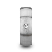 Load image into Gallery viewer, PEGASUS Brushed and Domed Tungsten Carbide Wedding Ring with White Diamond - 8mm