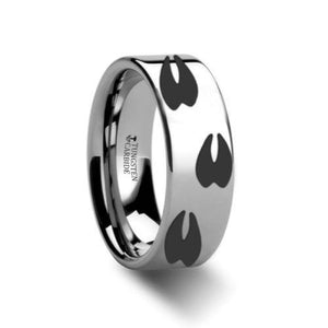 Thorsten Rings Deer Track Print Design Engraved Flat Tungsten Carbide Ring 8mm