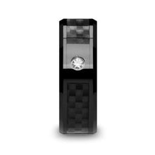 Load image into Gallery viewer, 8mm Black Ceramic Diamond Wedding Band with Black Carbon Fiber Inlay